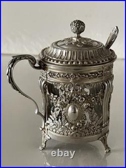 Moutardier à décor d'anges en Argent Massif Poinçon Minerve Moutardier à décor d'anges en Argent Massif Poinçon Minerve