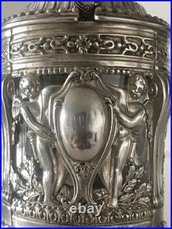 Moutardier à décor d'anges en Argent Massif Poinçon Minerve Moutardier à décor d'anges en Argent Massif Poinçon Minerve