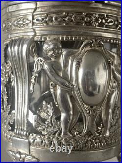 Moutardier à décor d'anges en Argent Massif Poinçon Minerve Moutardier à décor d'anges en Argent Massif Poinçon Minerve