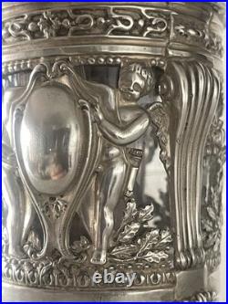 Moutardier à décor d'anges en Argent Massif Poinçon Minerve Moutardier à décor d'anges en Argent Massif Poinçon Minerve