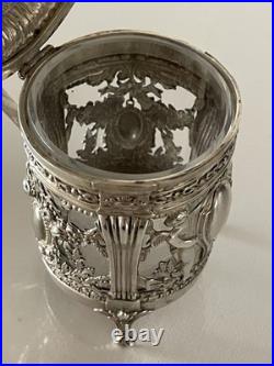 Moutardier à décor d'anges en Argent Massif Poinçon Minerve Moutardier à décor d'anges en Argent Massif Poinçon Minerve