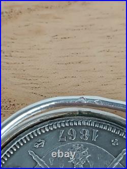 Napoléon III Pince à billet argent massif 800 poinçon crabe pièce de monnaie