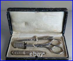 Nécessaire de Couture Broderie Napoléon III Argent Massif Poinçons sanglier