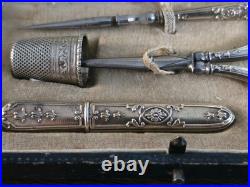 Nécessaire de Couture Broderie Napoléon III Argent Massif Poinçons sanglier