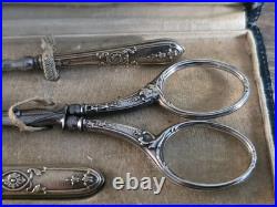 Nécessaire de Couture Broderie Napoléon III Argent Massif Poinçons sanglier