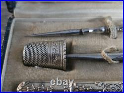 Nécessaire de Couture Broderie Napoléon III Argent Massif Poinçons sanglier