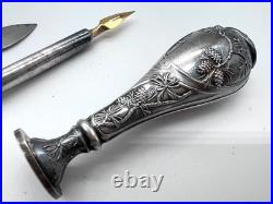 Nécessaire écriture ancien argent massif 800 poinçons ARO coffret XIXe
