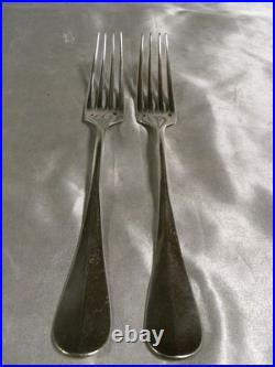 PAIRE COUVERT FOURCHETTES ARGENT MASSIF POINÇON MINERVE SILVER FORK 168 grs