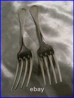 PAIRE COUVERT FOURCHETTES ARGENT MASSIF POINÇON MINERVE SILVER FORK 168 grs