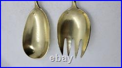 PAIRE DE COUVERTS A SALADE EN ARGENT MASSIF ET VERMEIL POINCON MINERVE 159.04 gr