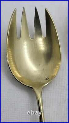 PAIRE DE COUVERTS A SALADE EN ARGENT MASSIF ET VERMEIL POINCON MINERVE 159.04 gr