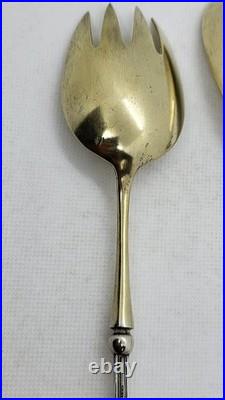 PAIRE DE COUVERTS A SALADE EN ARGENT MASSIF ET VERMEIL POINCON MINERVE 159.04 gr