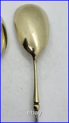 PAIRE DE COUVERTS A SALADE EN ARGENT MASSIF ET VERMEIL POINCON MINERVE 159.04 gr