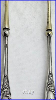 PAIRE DE COUVERTS A SALADE EN ARGENT MASSIF ET VERMEIL POINCON MINERVE 159.04 gr
