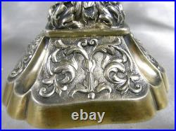 Paire Bougeoir Flambeaux Chandelier Bout Table Argent Massif Or Poincon Anglais