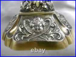 Paire Bougeoir Flambeaux Chandelier Bout Table Argent Massif Or Poincon Anglais