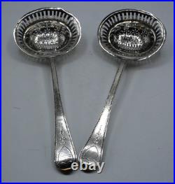 Paire Cuillere A Sucre Saupoudreuse Argent Massif Poincon Vieillard Paris 1819