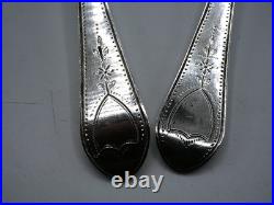 Paire Cuillere A Sucre Saupoudreuse Argent Massif Poincon Vieillard Paris 1819