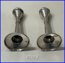 Paire De Bougeoir Argent Massif Poinçon 925 Judaisme Israël Sertie Turquoise