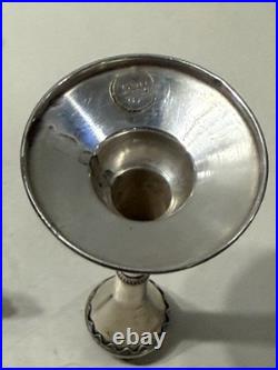 Paire De Bougeoir Argent Massif Poinçon 925 Judaisme Israël Sertie Turquoise