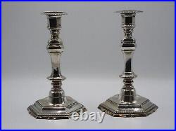 Paire De Bougeoirs En Argent Massif Poincon Minerve Style 18 Eme