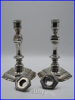 Paire De Bougeoirs En Argent Massif Poincon Minerve Style 18 Eme