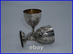Paire De Coquetiers En Argent Massif Et Vermeil Poincon Minerve 1 Er Titre