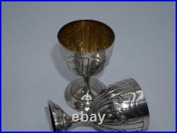 Paire De Coquetiers En Argent Massif Et Vermeil Poincon Minerve 1 Er Titre
