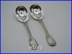 Paire De Cuilleres A Compote Argent Massif Poincon Minerve 1 Er Titre Filets
