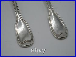 Paire De Cuilleres A Compote Argent Massif Poincon Minerve 1 Er Titre Filets