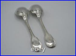 Paire De Cuilleres A Compote Argent Massif Poincon Minerve 1 Er Titre Filets