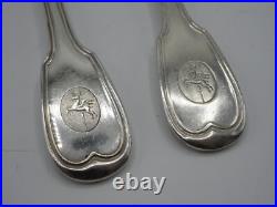 Paire De Cuilleres A Compote Argent Massif Poincon Minerve 1 Er Titre Filets