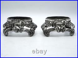 Paire De Montures De Salerons 244 Grs Argent Massif Poincon Minerve 1 Er Titre