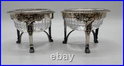 Paire De Salerons Argent Massif Poincon Vieillard Paris 1819 Et Cristal