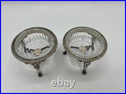 Paire De Salerons Argent Massif Poincon Vieillard Paris 1819 Et Cristal
