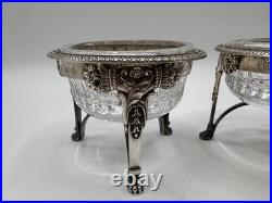 Paire De Salerons Argent Massif Poincon Vieillard Paris 1819 Et Cristal