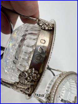 Paire De Salerons Argent Massif Poincon Vieillard Paris 1819 Et Cristal