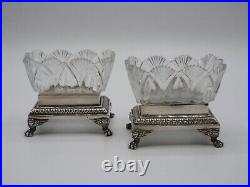 Paire De Salerons En Argent Massif Poincon Vieillard Paris 1819 Et Cristal