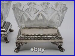 Paire De Salerons En Argent Massif Poincon Vieillard Paris 1819 Et Cristal