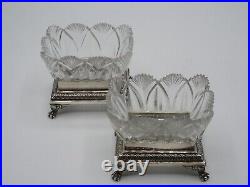 Paire De Salerons En Argent Massif Poincon Vieillard Paris 1819 Et Cristal