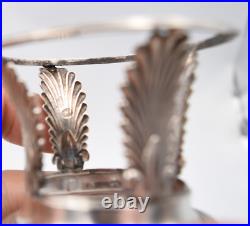 Paire De Salerons En Argent Massif Poincon Vieillard XIX Eme Verrerie Bleue