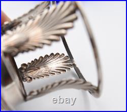 Paire De Salerons En Argent Massif Poincon Vieillard XIX Eme Verrerie Bleue