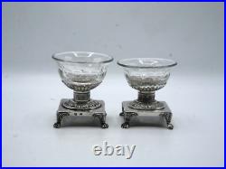Paire De Salerons Quadripode En Argent Massif Poincon Coq Paris 1809