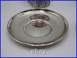 Paire De Tasses A Cafe Et Sous-tasse En Argent Massif Poincon Minerve 1 Er Titre
