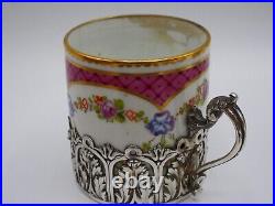 Paire De Tasses A Cafe Et Sous-tasse En Argent Massif Poincon Minerve 1 Er Titre