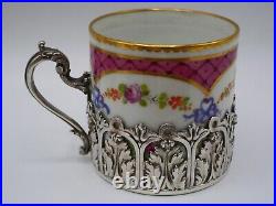 Paire De Tasses A Cafe Et Sous-tasse En Argent Massif Poincon Minerve 1 Er Titre