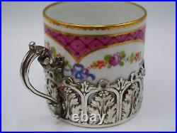Paire De Tasses A Cafe Et Sous-tasse En Argent Massif Poincon Minerve 1 Er Titre