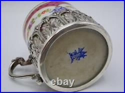 Paire De Tasses A Cafe Et Sous-tasse En Argent Massif Poincon Minerve 1 Er Titre