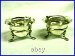 Paire Salerons Saliere Argent Massif Poinçons Anglais England Silver