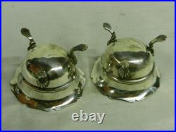 Paire Salerons Saliere Argent Massif Poinçons Anglais England Silver
